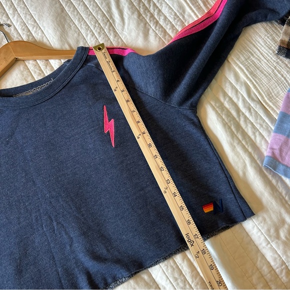 Aviator Nation Bolt Embroidery Classic Cropped Crew Sweatshirt. Size Small. - Picture 14 of 16